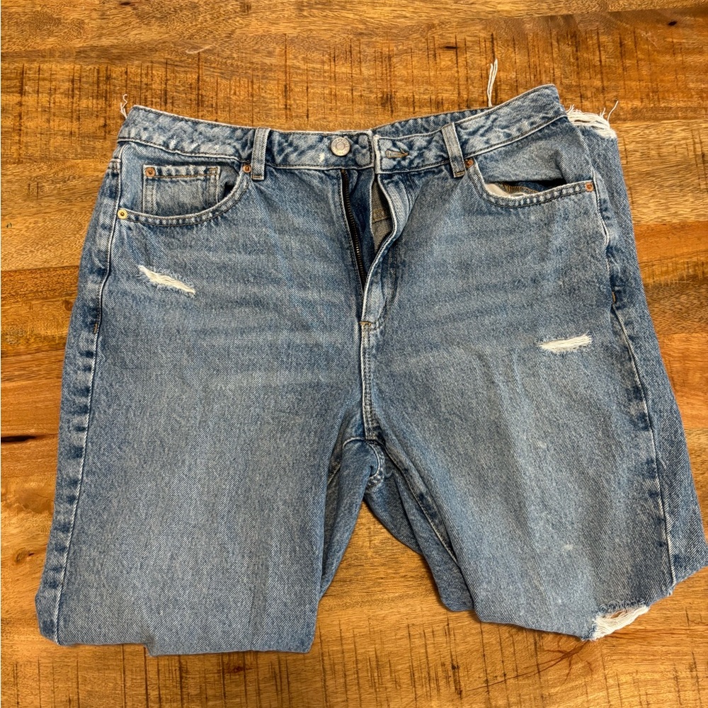 Garage Light Blue Distressed Denim Shorts